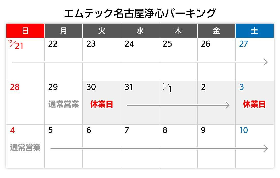年末年始カレンダー